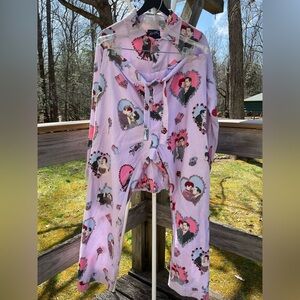 Nick & Nora I love Lucy Pink Pajamas Heart Print vintage USA made cotton